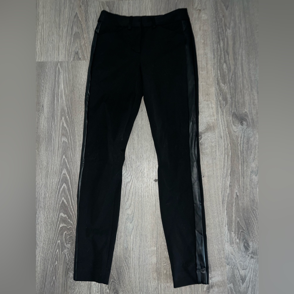Express Black Leggings with Leather Accents